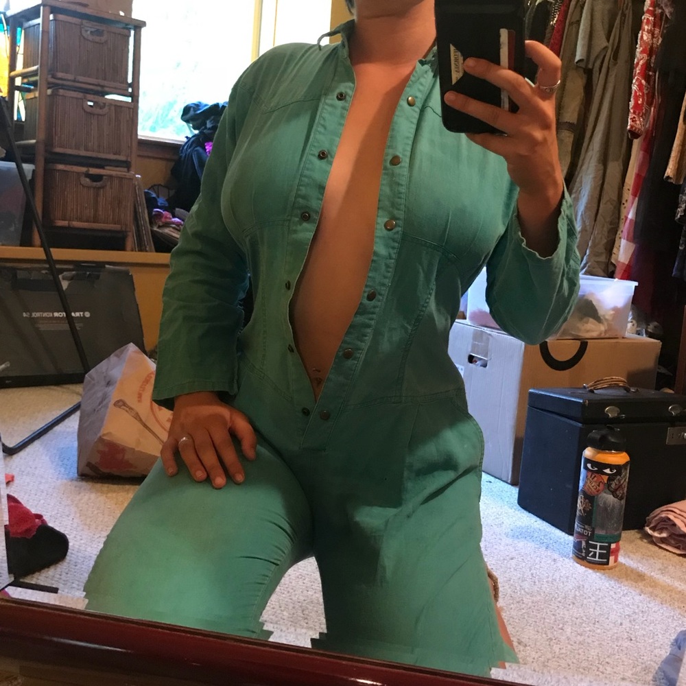 Nok Nok Jumpsuit worksuit canvas teal bodysuit